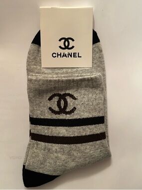 CHANEL Grey and Black Socks